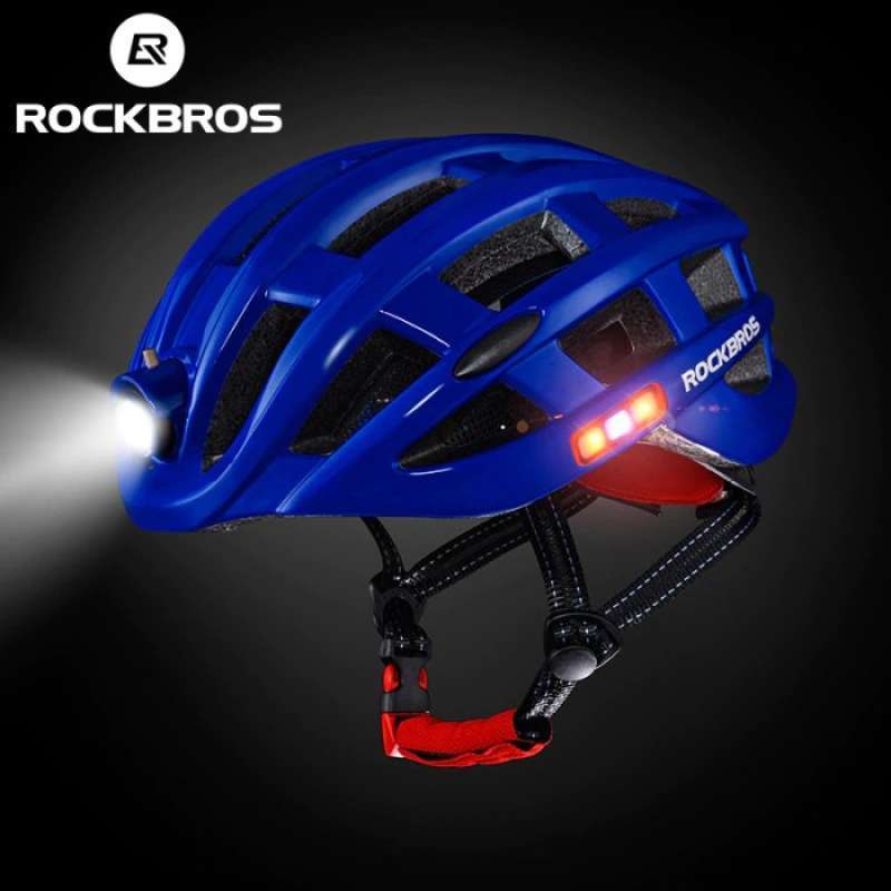 Promo Rockbros Zn1001 Bike Light Helmet Helm Sepeda Dengan Lampu Blue