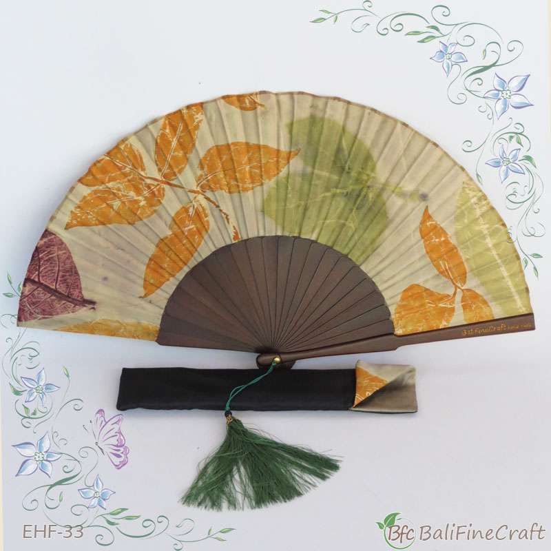 Jual Bali Fine Craft - Kipas Ecoprint Sutra Dengan Stik Kayu Mahoni Di ...
