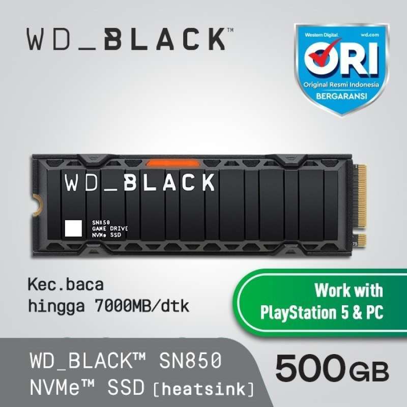 Jual SSD WD Black SN850 500GB with HEATSINK SSD M.2 NVMe PCIe