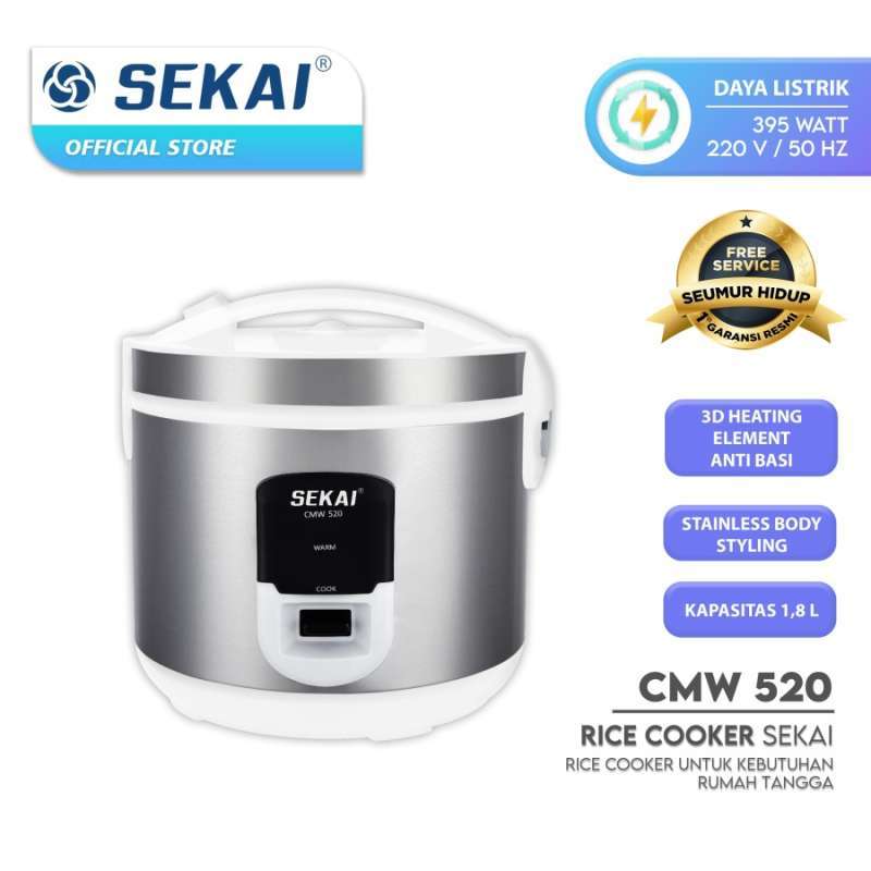 Jual SEKAI Rice Cooker 3in1 CMW 520 Penanak Nasi CMW520 Stainless 1,8 L di Seller Sajun