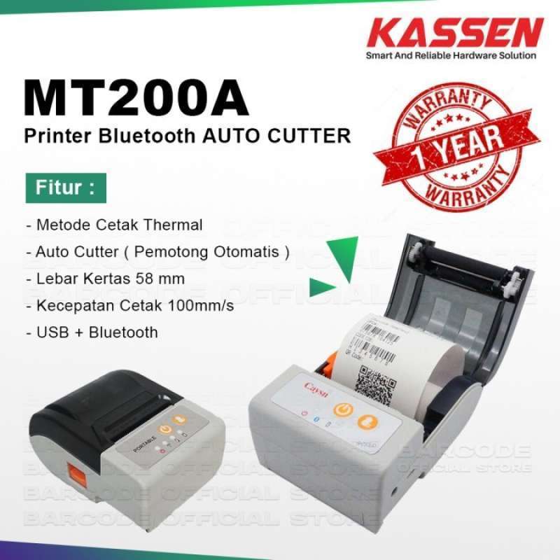 Jual Printer Bluetooth Kassen Mt200A Portable Thermal 58Mm Autocutter