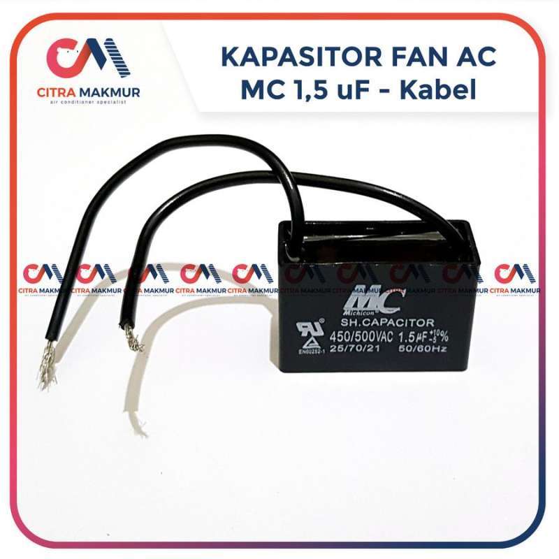 Jual Kapasitor Fan Ac 1,5 Uf Mc Kabel 2 Kipas Angin Indoor Kotak 1.5 Di
