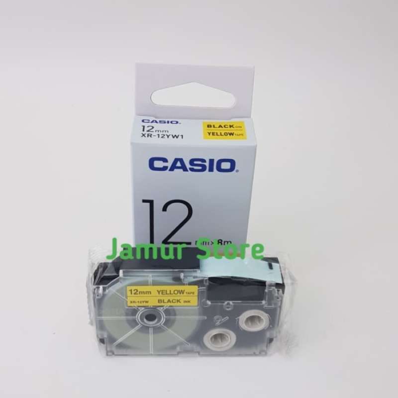 Promo Ez Label Casio Tape Cartridge Xr12Yw1 Black Ink Yellow 12Mm X