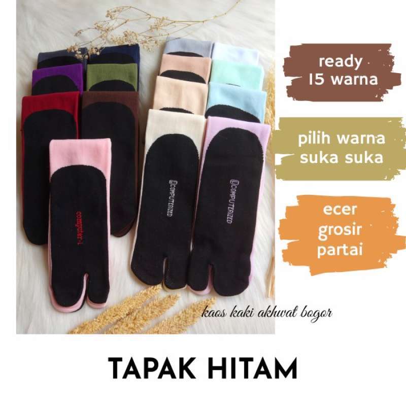 Promo [1 Lusin] Kaos Kaki Wafaa Jempol Tapak Hitam Nylon Spandek di