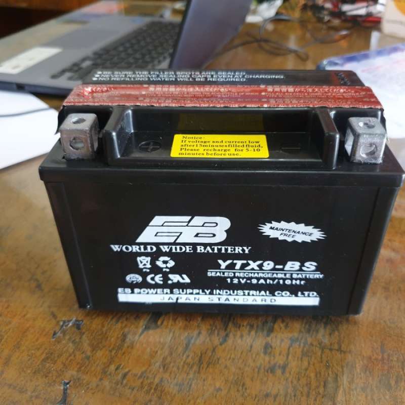 Promo Aki Motor Kawasaki Estrella Ytx9 Aki Kering Kapasitas 9 Ah 9
