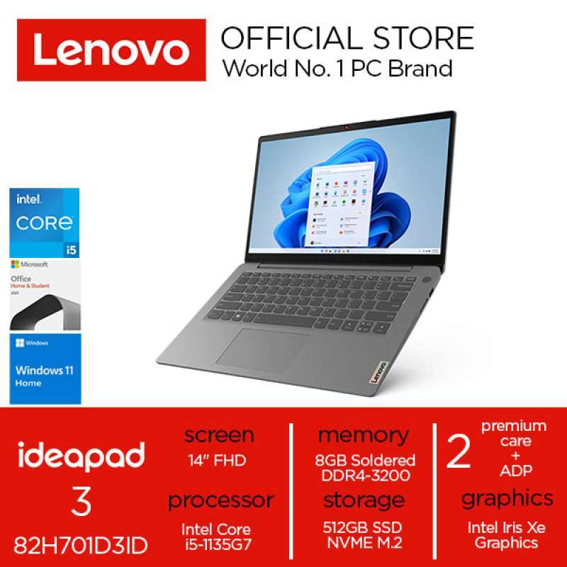 Jual Lenovo Ideapad 3 14itl6 82h701d3id Intel Core I5 1135g7 Ram 8gb