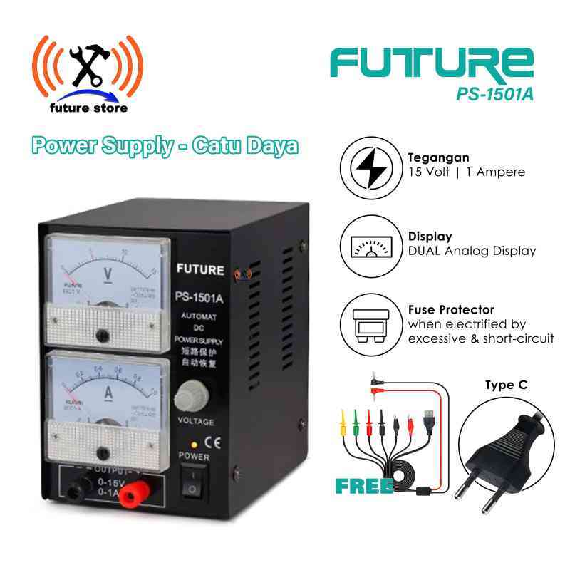 Promo FUTURE 1501A 15V 1A DC Power Supply HP Analog PSU plus Kabel ...
