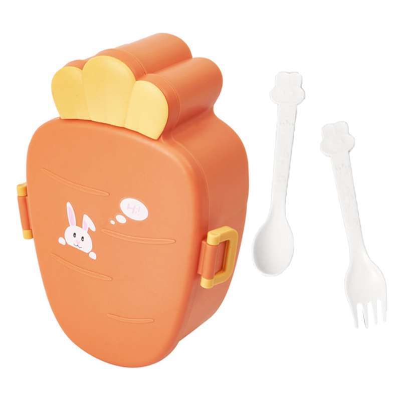 Jual 1 Set Lunch Container Food Grade Cartoon Carrot Shape Kids Divided