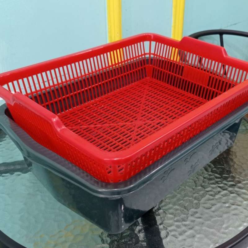Promo Bundling Litter box wood pellet / Baskom Segi + Saringan Wood