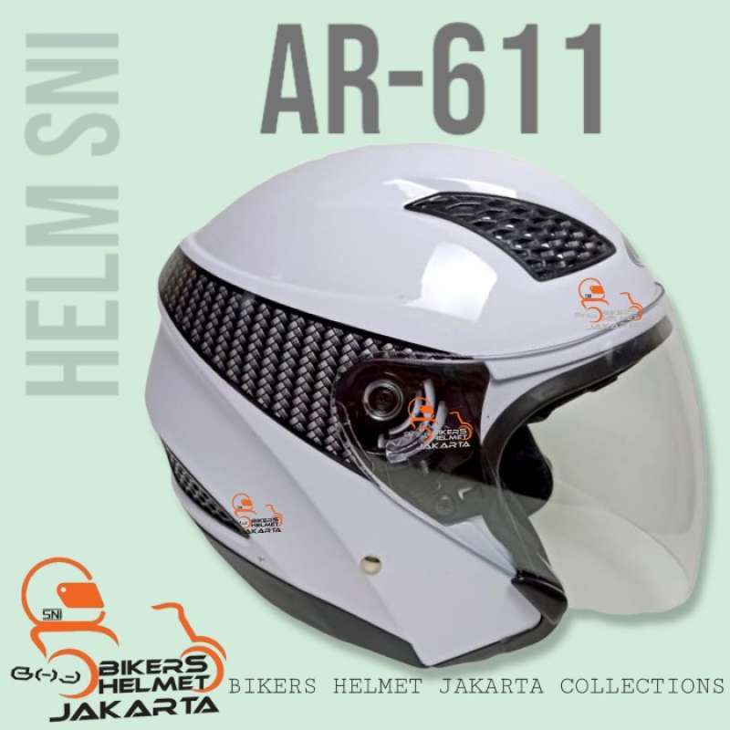 Promo ARL HELM MODEL ZEUS POLOS WHITE HALF FACE Diskon 39 di Seller