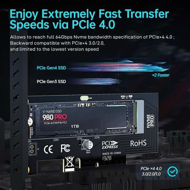 Jual jeyi m 2 nvme ssd to pci e 4 0 x4 expansion adapter card sk4