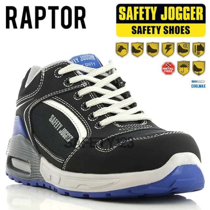 Jual Jogger Raptor Black Blue Sporty Casual Sepatu Safety Shoes Metal