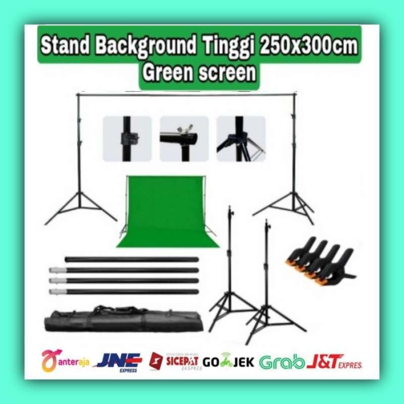 Promo Layar Green Screen 3 X 6Meter / Stand Background 250X300Cm Foto
