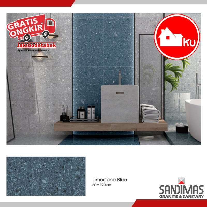 Jual SANDIMAS LANTAI GRANITE LIMESTONE BLUE POLISH 60X120 1dus = 1,44m2