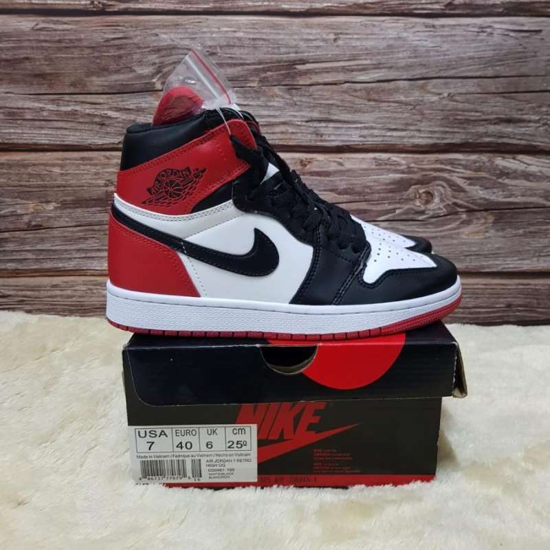 Jual Sepatu Air Jordan 1 High Black Toe Premium Quality di Seller