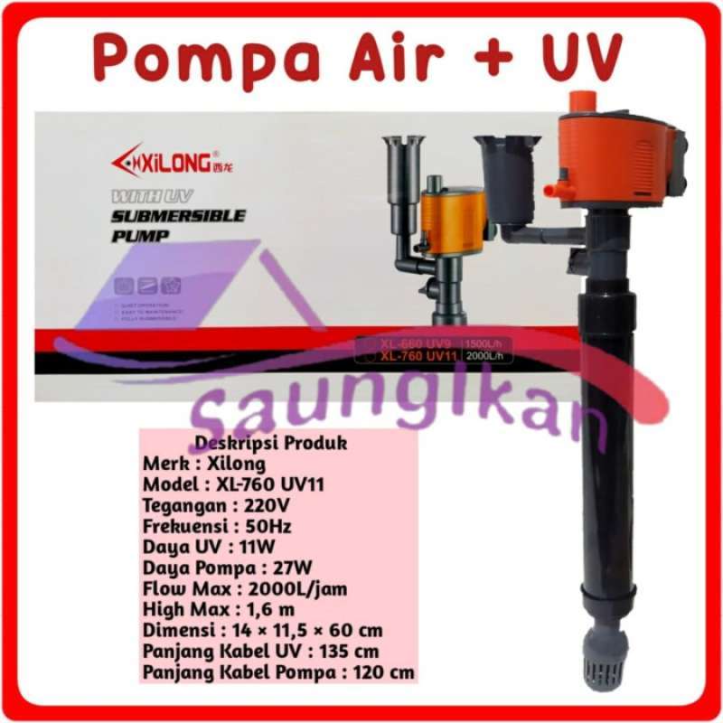 Jual Pompa Air Aquarium UV Skimmer Intregated XILONG XL 760 Plus UV 11