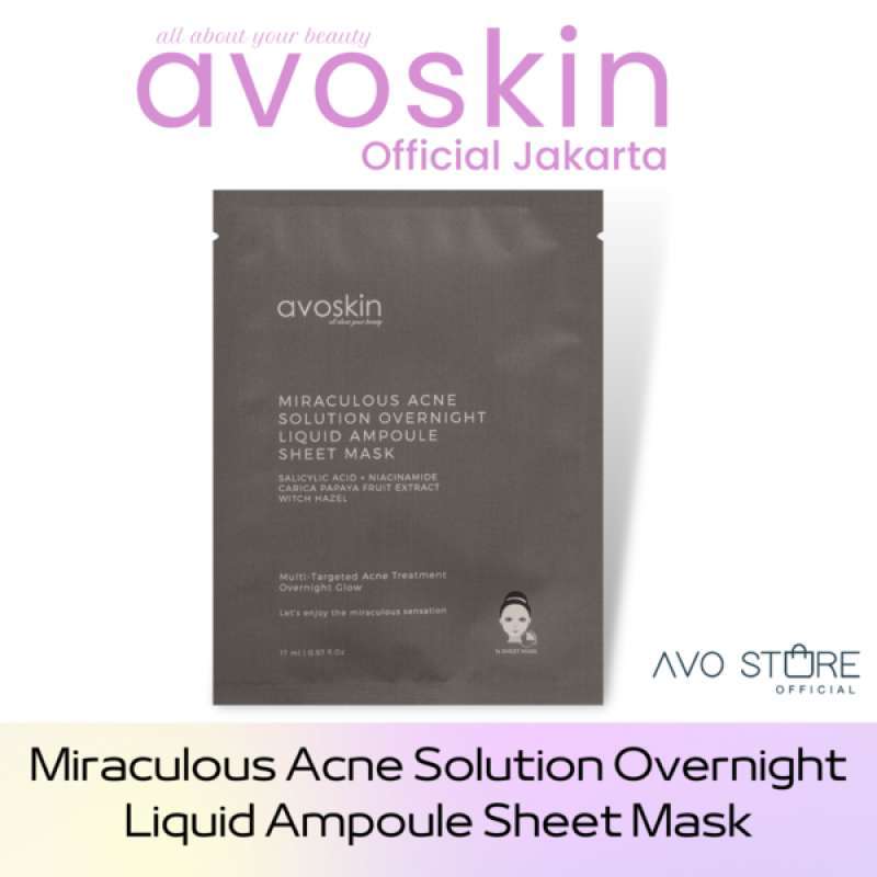 Jual AVOSKIN Miraculous Acne Solution Overnight Liquid Ampoule Sheet ...