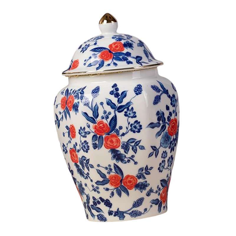 Jual Antique Ceramic Ginger Jar Floral Arrangement With Lid Temple Jar