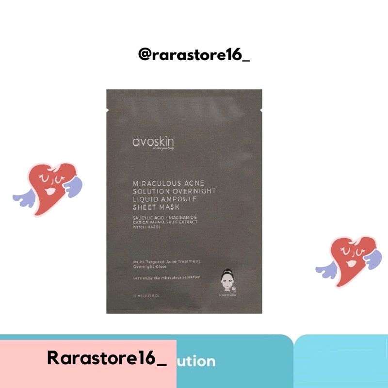 Jual Sheet Mask Avoskin Miraculous Acne Solution Overnight Liquid