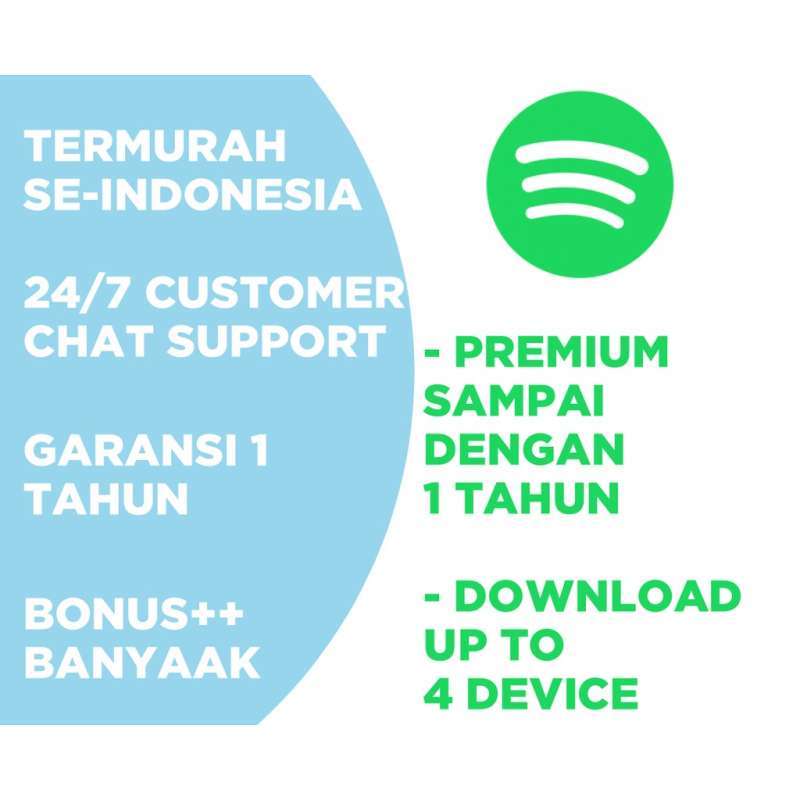 Image showcasing Jual SPOTIFY PREMIUM 1 Bulan LEGAL ORIGINAL TERMURAH GARANSI + FREE ...