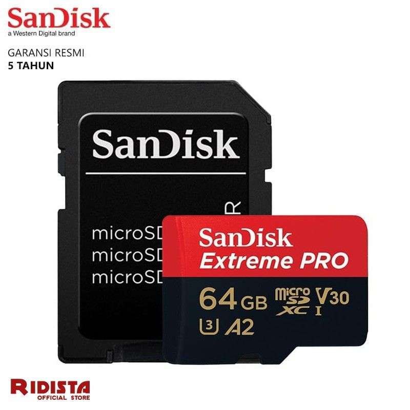 Jual Micro SD Sandisk Extreme Pro A2 Class 10 170 Mbps 64GB BLACK