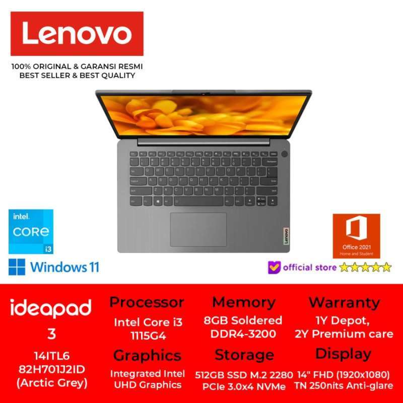 Promo Lenovo Laptop Ideapad 3 14itl6 Intel Core I3 Ram 8gb Ssd