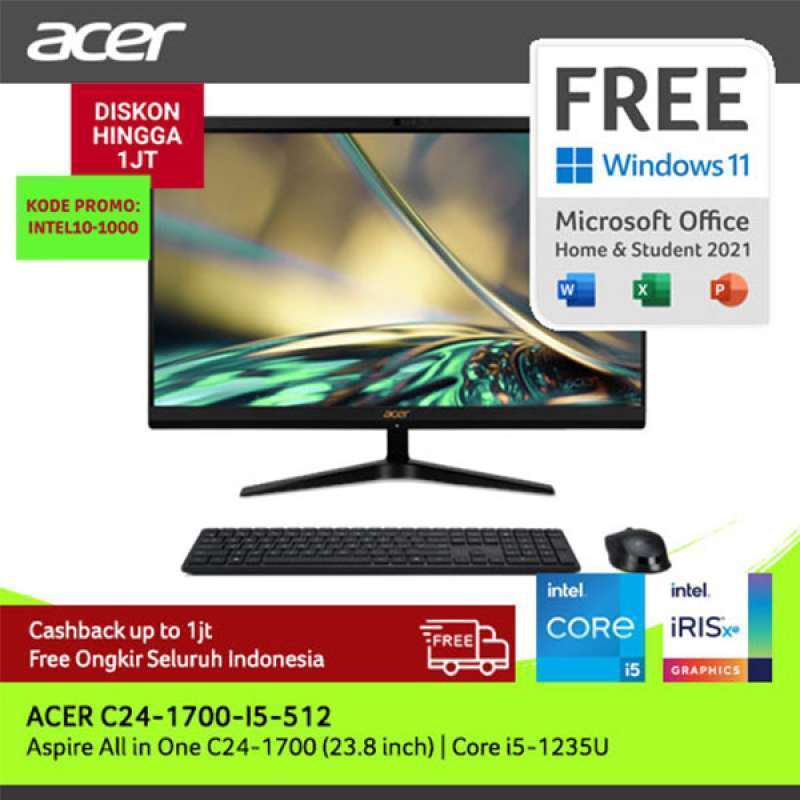 Jual Acer Aspire All in One C241700 i51235U 8GB 512 SSD Iris® Xe W11