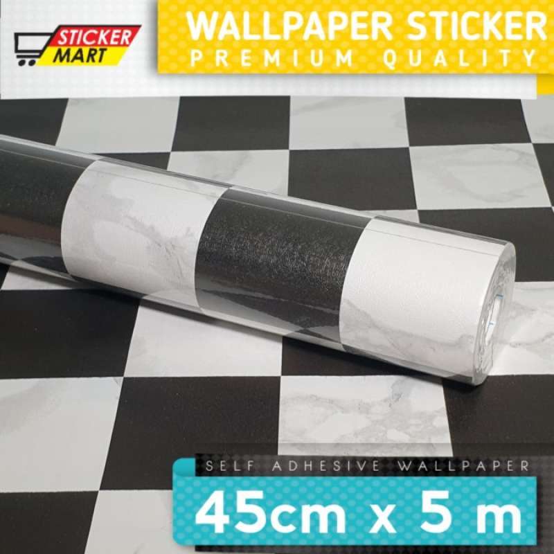 Promo Sticker Dinding Wallpaper stiker kotak catur hitam putih Diskon 5