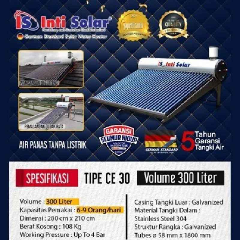 Jual Solar Water Heater Inti Solar CE 30 / Inti solar SWH 300 Liter di