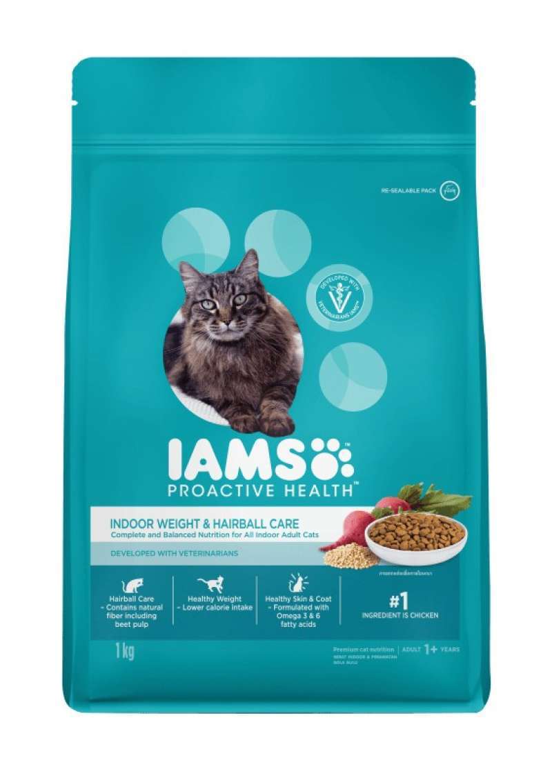 Promo IAMS Cat Food Adult Indoor WG & HB Chicken 1kg Diskon 16 di