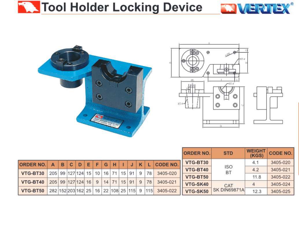 Jual Dudukan Arbor Tool Holder Locking Device Vertex Vtgbt40 Di