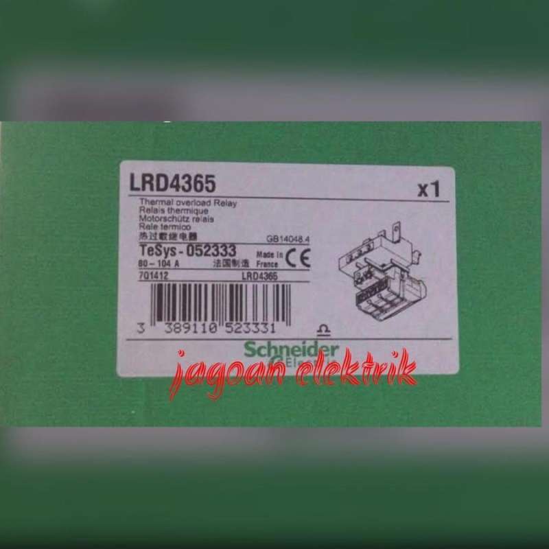 Jual Overload / Thermal Overload Relay Schneider LRD4365 ORIGINAL di