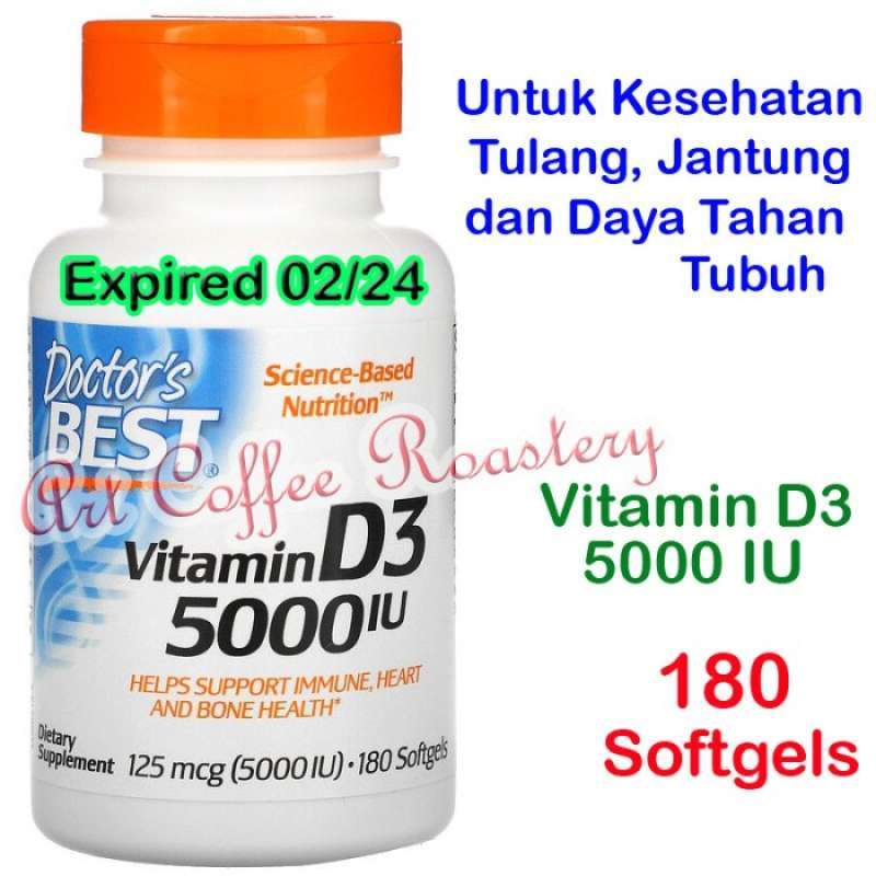 Promo Vitamin D3 125 mcg 5000 IU, Doctor's Best ( USA PRODUCT ) 180 ...