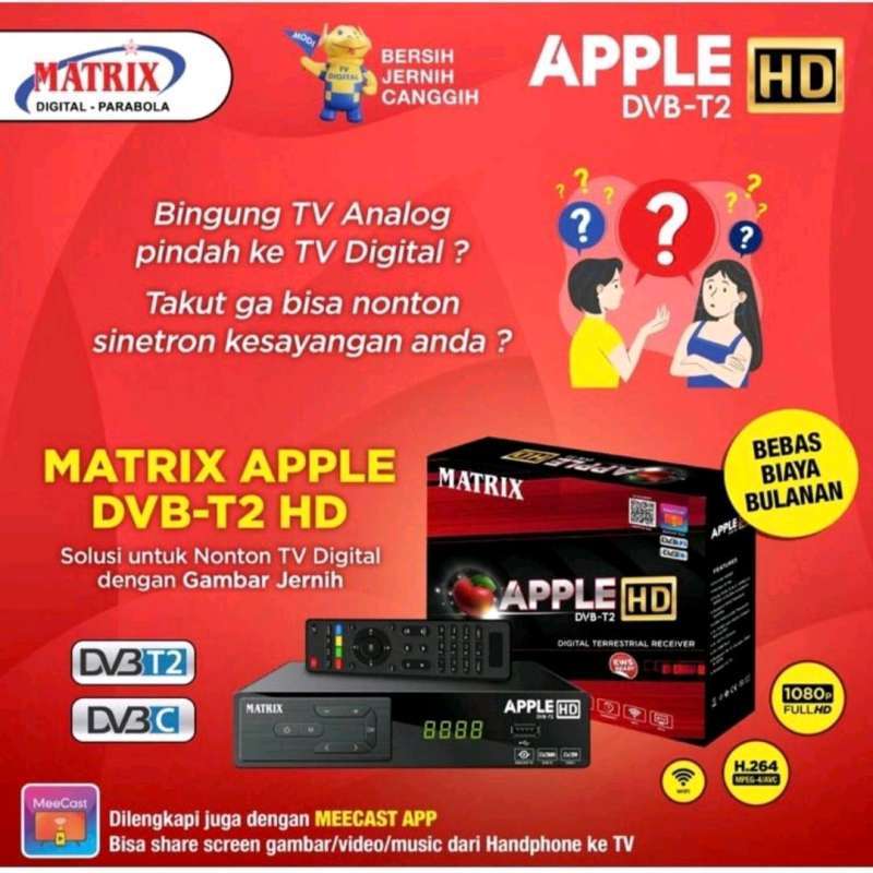 Jual SET TOP BOX MATRIX APPLE HD DVBT2 RECEIVER DIGITAL Bisa