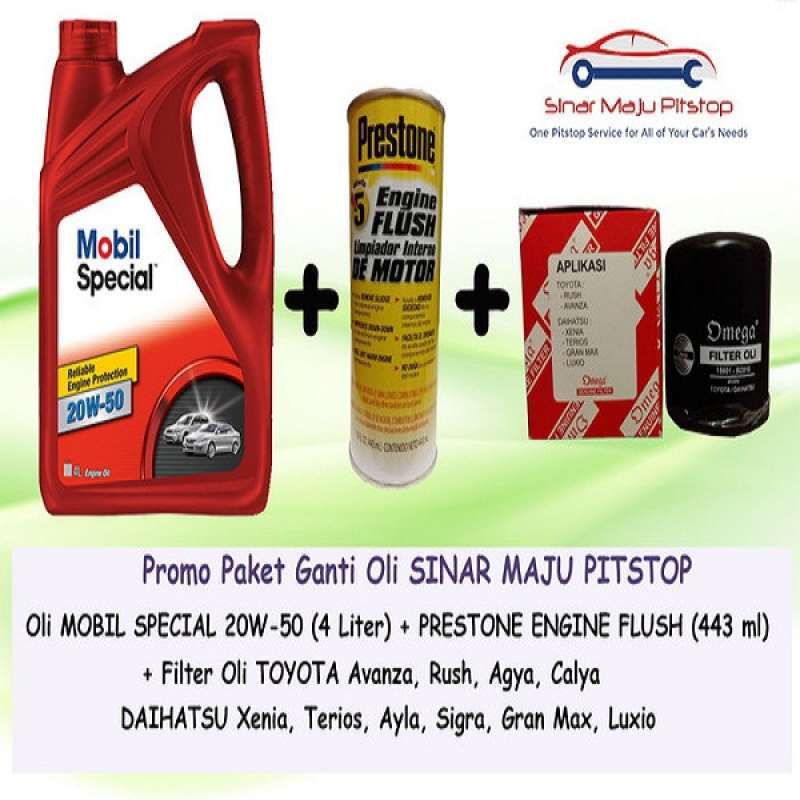 Promo MOBIL 1 Special 20W-50 API SN & Filter Oli & Prestone Engine