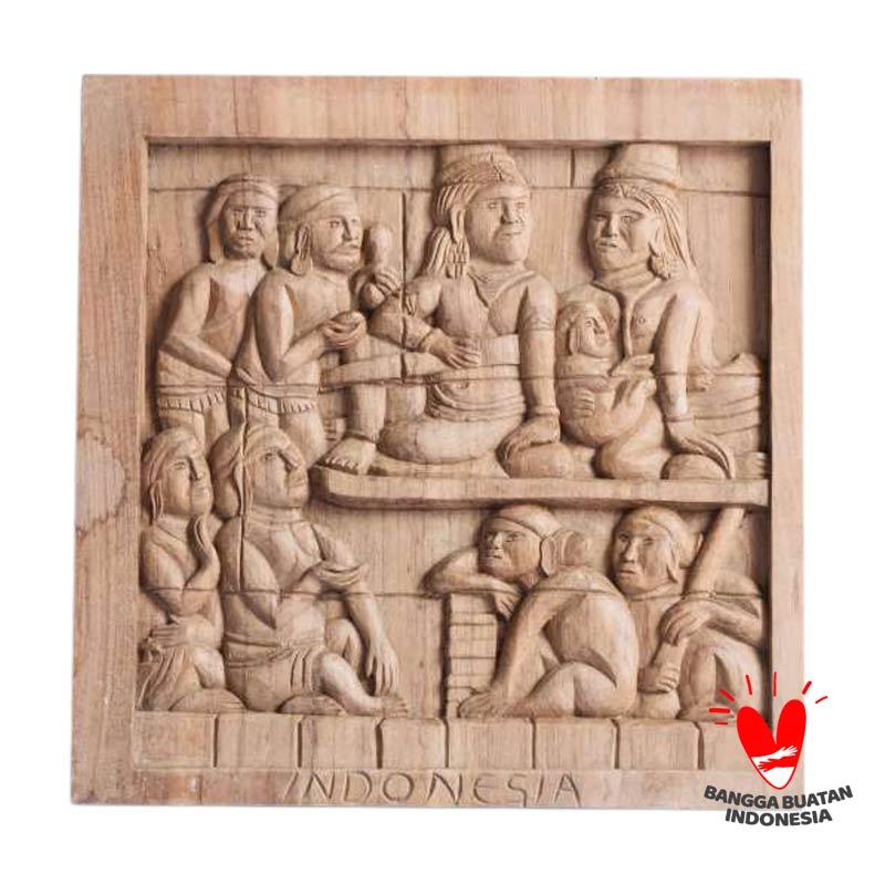 Jual Dekorasi Ukiran Kayu Relief Candi Borobudur Keluarga // Wooden