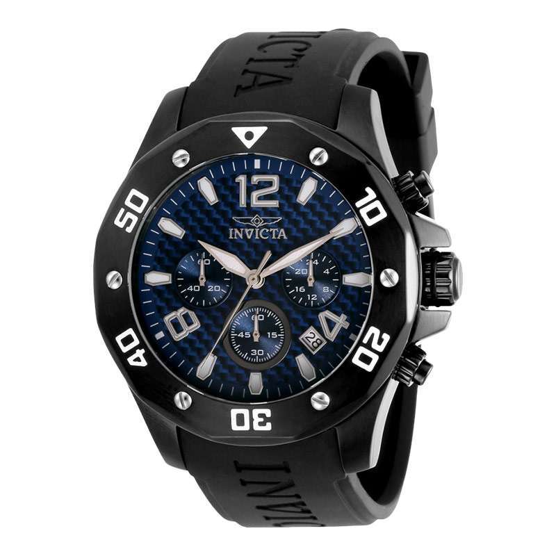 Promo INVICTA Specialty 31212 Chronograph Dark Blue Dial Black Silicone