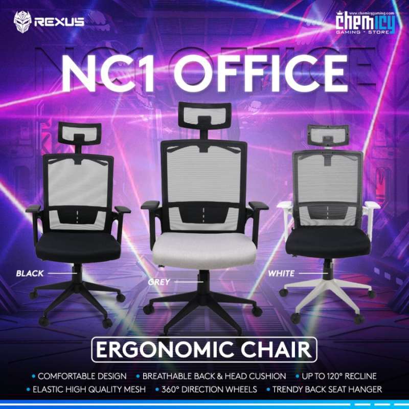 Jual Rexus NC1 Ergonomic Office Chair / Kursi Kantor Hitam di Seller