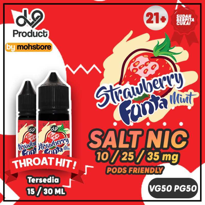 Jual Liquid Vape Dv9 Strawberry Funta Salt Nic POD FRIENDLY Saltnic Ukuran 30ml Saltnic 35mg