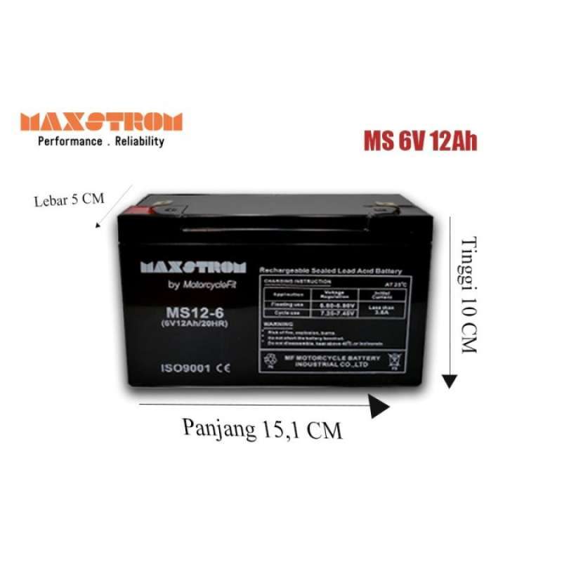 Jual Aki Mobil Mobilan 6V 12Ah 6V12Ah 6 V 12 Ah Mf Aki Kering Vrla di