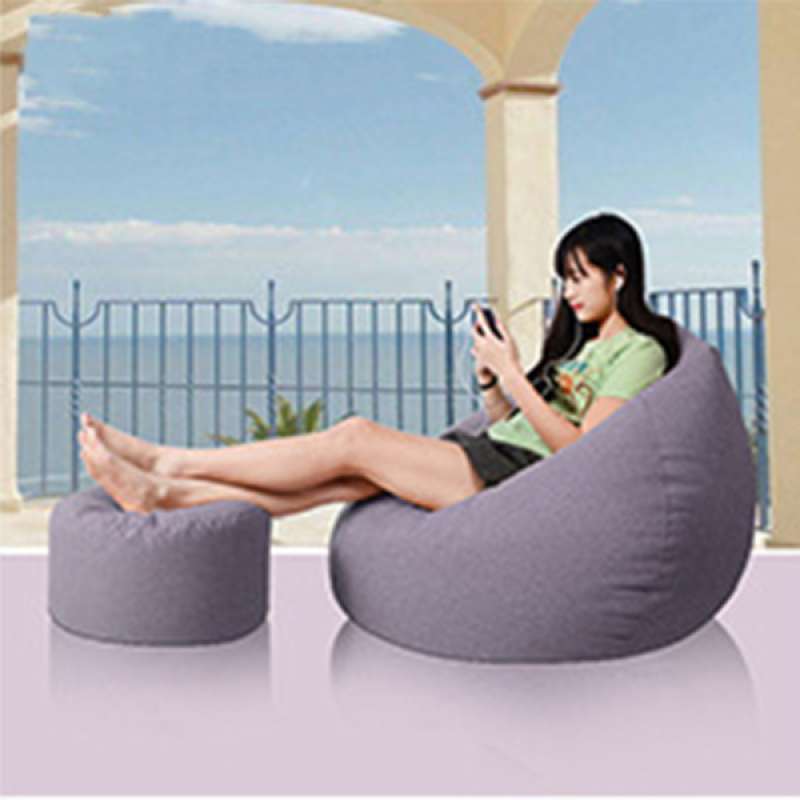 Jual Bean Bag Cover + Footstool Footrest Ottoman Cover Set Stuffed