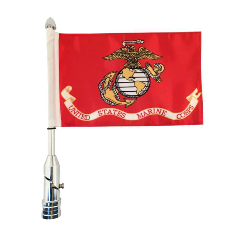 Promo US Marine Corps Flag + Flag Pole For Honda Goldwing GL1800 GL1500