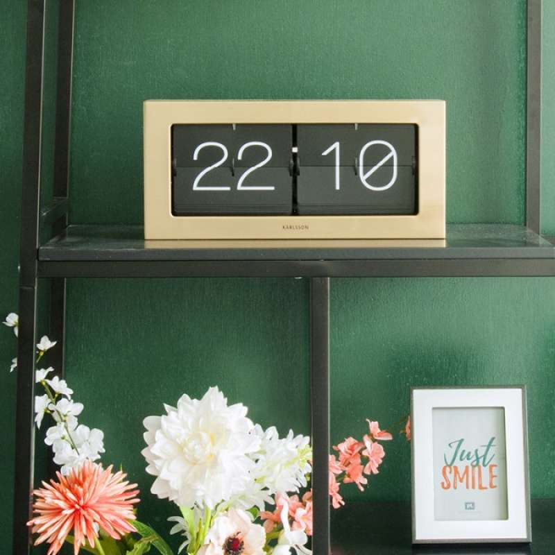 Promo Table clock Boxed Flip XL brused gold 37 x 17,5x 9cm, Diskon 20