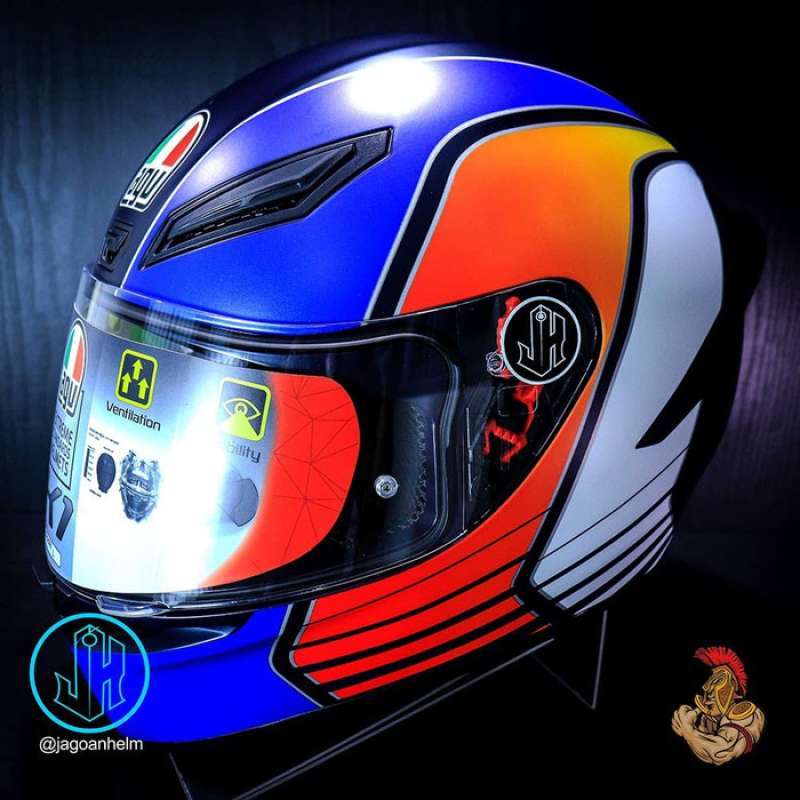 Jual AGV HELM K1 MULTI POWER MATT DARK BLUE ORG WHT AGV K1 SINGLE