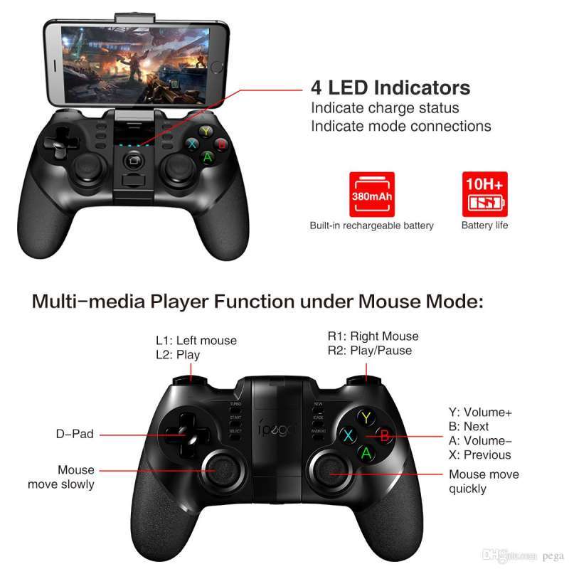Promo Gamepad Bluetooth Ipega Pg-9076 Wireless Stick Gaming Android Ios ...