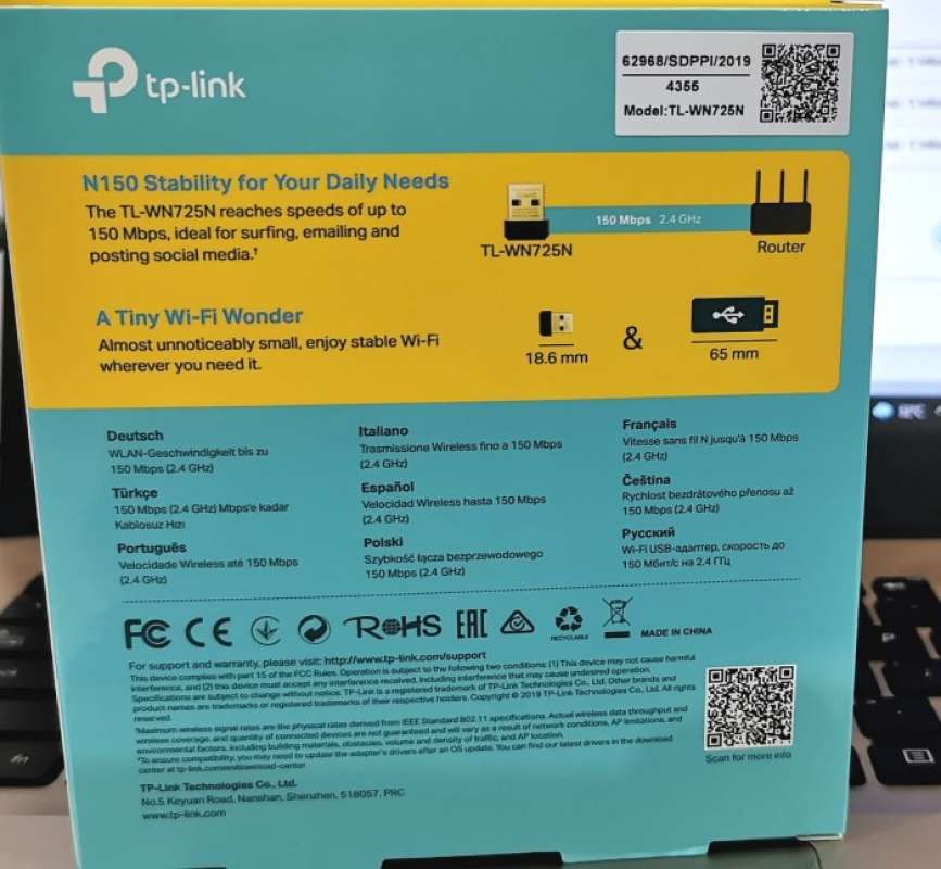 Promo TP Link TPLink TLWN725N Nano USB Wireless Network Adapter 150Mbps Diskon 9 di Seller