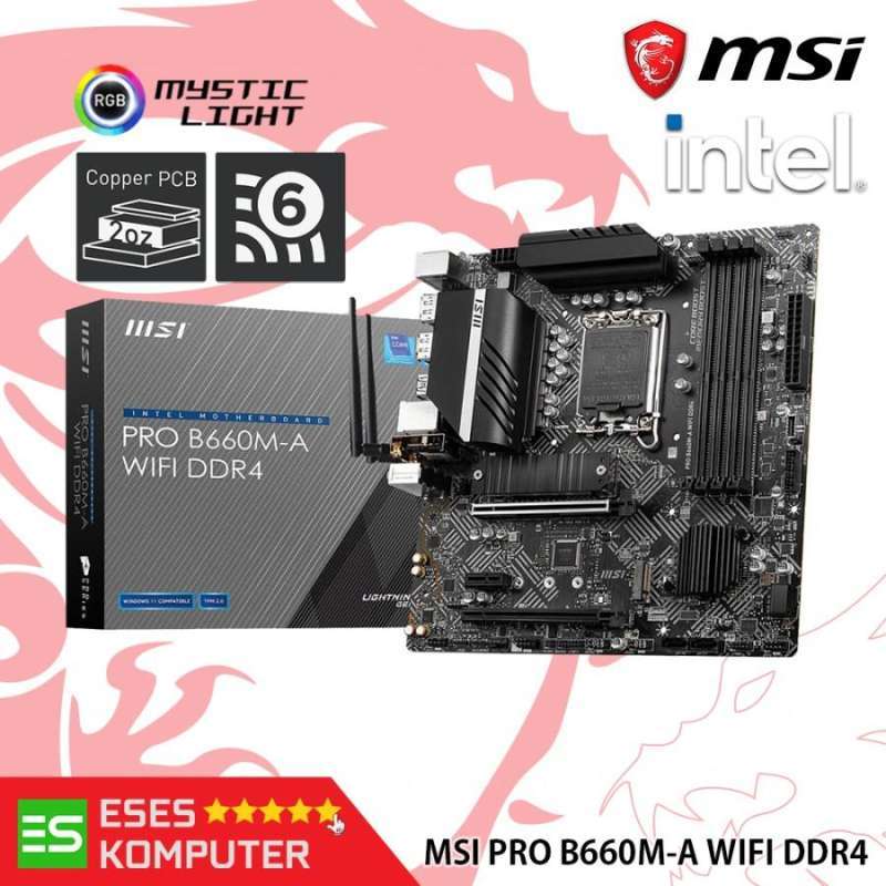 MSI PRO B660M-A CEC WIFI DDR4 MicroATX Intel Motherboard - LGA 1700, 4 RAM Slots, PCIe 4.0 - Refurbished