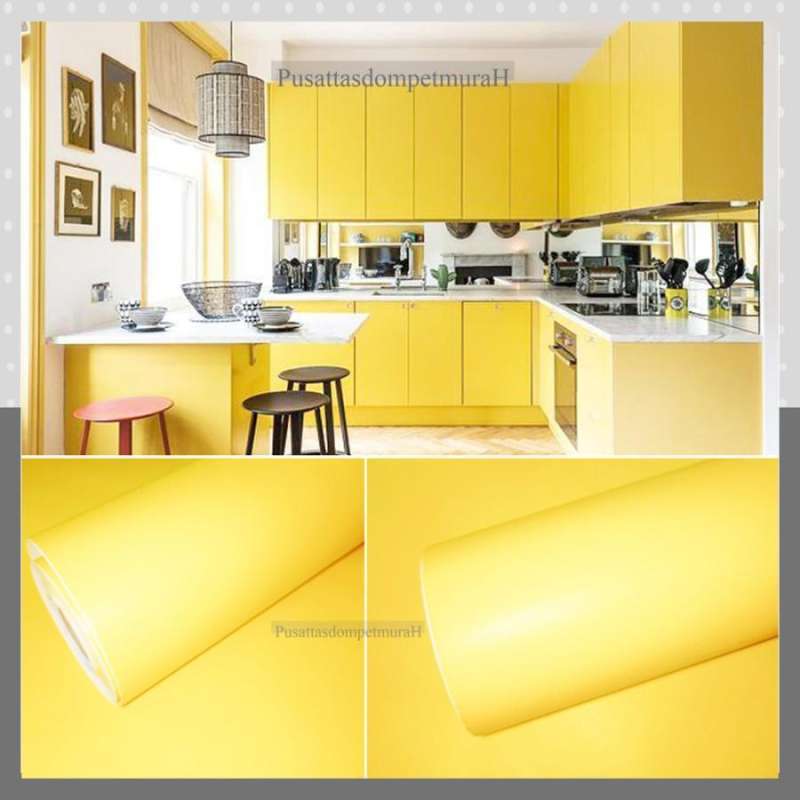 Promo Wallpaper Sticker Dinding Ukuran 1 Meter Polos Yellow Dekorasi