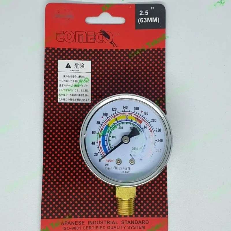 Jual TOMECO TAIWAN PRESSURE GAUGE 20 BAR MANOMETER 280 PSI 2.5 MANO METER di Seller KMM Teknik