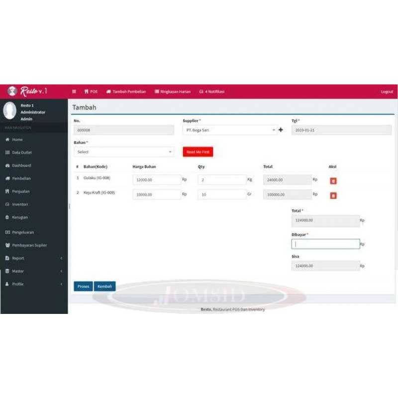 Jual Project Source Code Aplikasi Resto POS & Inventory di Seller OMSID ...